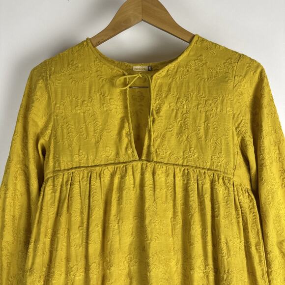 Matta Yamini Embroidered Dress - Yellow | Size Small - Picture 3 of 9